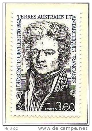 T.A.A.F. 1990: Michel-No. 263 Jules Sébastien César Dumont D’Urville (1790-1842) ** MNH (cote 1.80 Euro) - Polar Explorers & Famous People