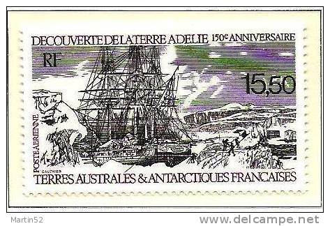 T.A.A.F. 1990: Michel-No. 267 „Astrolabe“ De Dumont D’Urville à Terre Adélie (1840)  ** MNH (cote 7.00 Euro) - Events & Commemorations