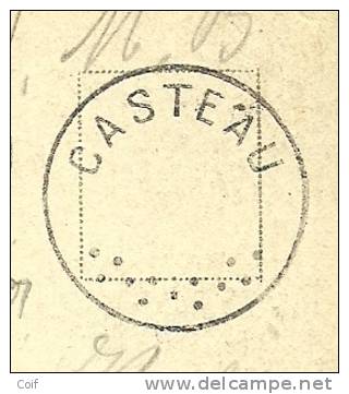 Kaart Met Cirkelstempel CASTEAU Zonder Datummidden (muet) Met Als Aankomst Duitse Brugstempel HERVE - Fortune Cancels (1919)