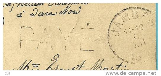 Kaart (DAVE) Met Cirkelstempel JAMBES  Met Stempel PAYE - Foruna (1919)