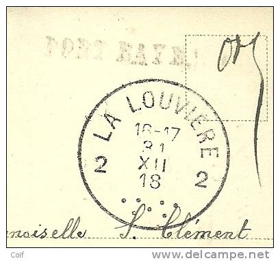 Kaart Met Cirkelstempel LA LOUVIERE 2 Met Stempel PORT PAYE - Fortuna (1919)