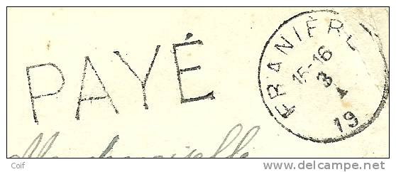 Kaart Met Cirkelstempel FRANIERE Met Stempel PAYE - Fortune Cancels (1919)