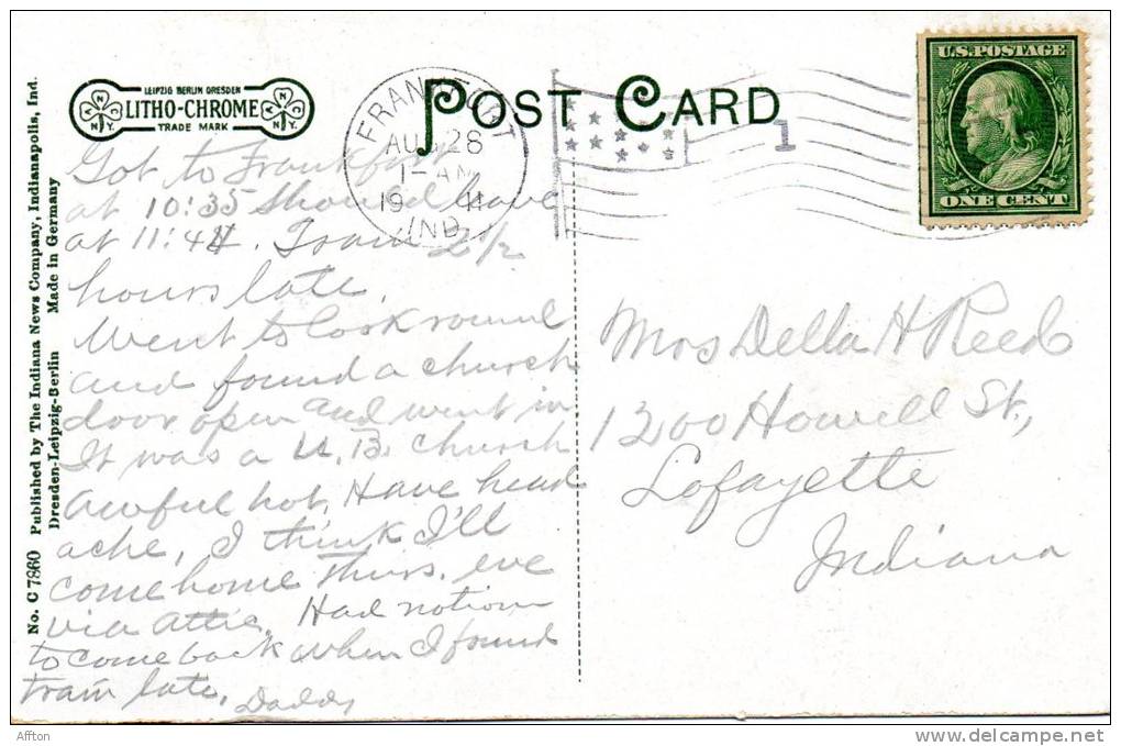 Frankfort IND High School 1905 Postcard - Otros & Sin Clasificación