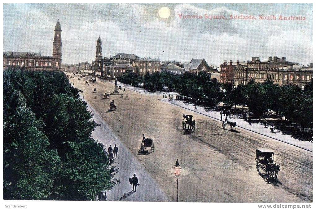 Victoria Square, Adelaide, SA - 1900s-1910s Valentine's Used, See 2nd Scan - Adelaide