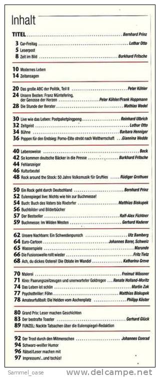 Satire-Zeitschrift Eulenspiegel Nr. 4 / 2004 Mit : So Kommen Deutsche Bäcker In Die Presse - Other & Unclassified