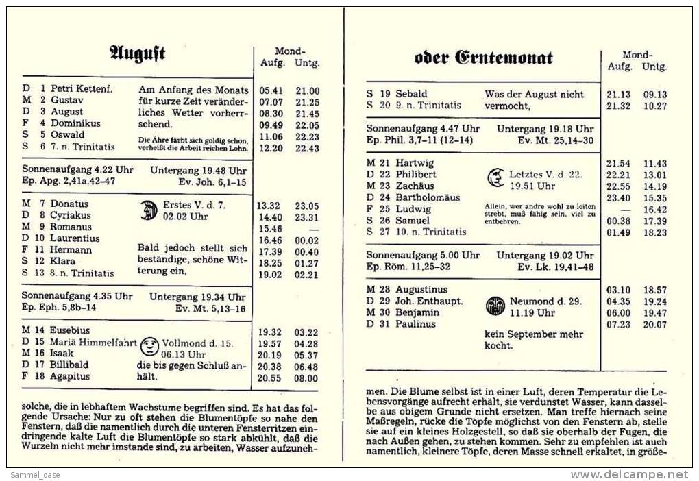 Eutiner Klenner Für Das Jahr Christi 2000 , Kalenderdarium Mit Mondauf- Und Untergangszeiten , Mondphasen - Calendars