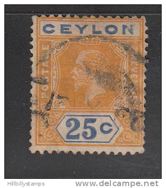 Ceylon  Scott No 207 Used   Year 1912   Wmk 3 - Ceylon (...-1947)