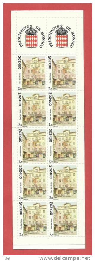 MONACO , Carnet  N° 4 , Carnet De 22 Frs , Place Saint Nicolas , 10 Timbres De 2,20 Frs , 1989 , NEUF ** Trace D'un Pli - Markenheftchen