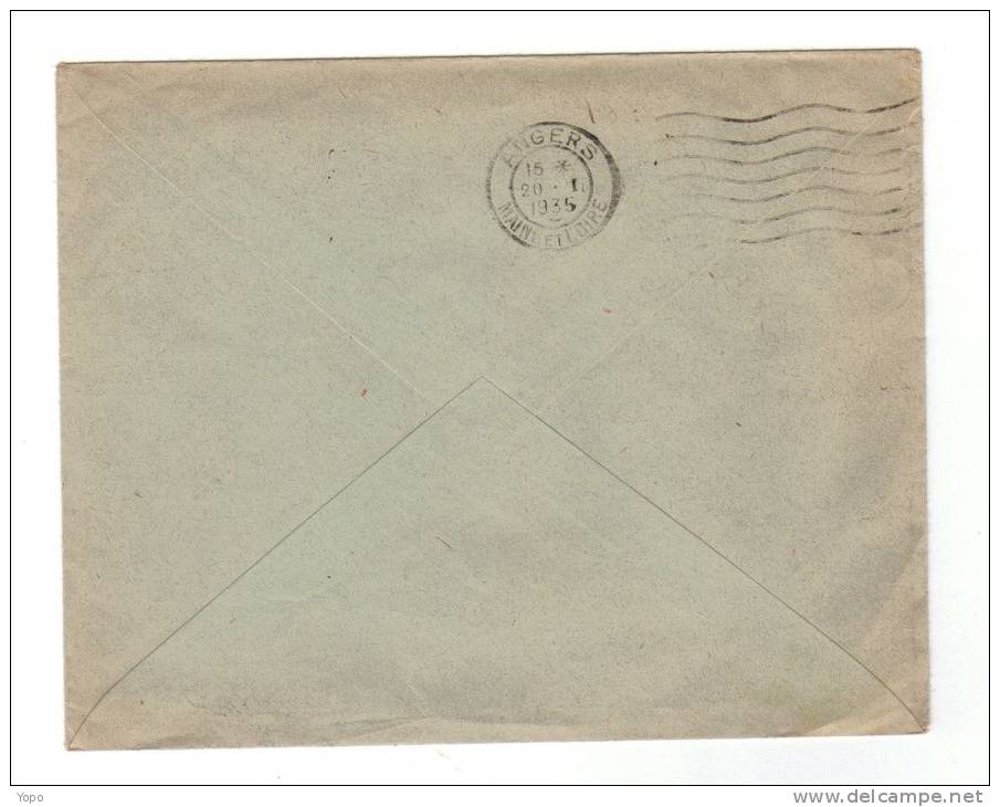 Hongrie : Enveloppe Avec Entête De 1935, De Heves Pour La France, Avec Cachet D’Arrivée, Timbre N°452 - Postmark Collection