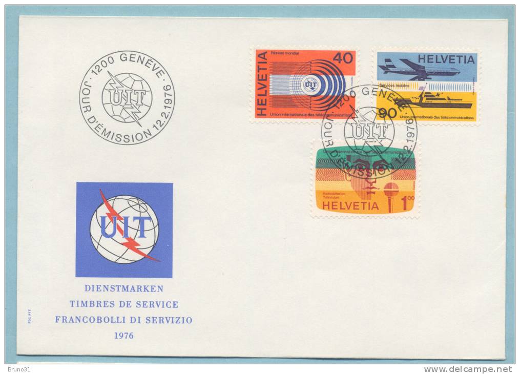 SUISSE Genève 1976 Lettre 1 Er Jour Timbres De Service Y & T N° 450 , 451 Et 452 - Oficial