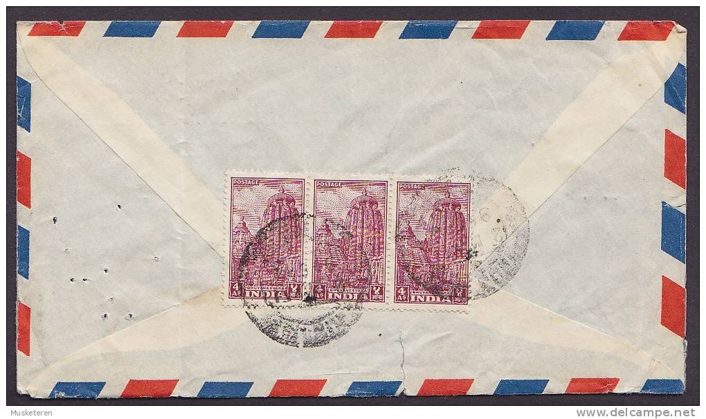 India Airmail CHHUTTAN LALL MATU MAL Chawri Bazar Delhi-6 1952? Cover To GÖTEBORG Sweden Backside Franking (2 Scans) - Lettres & Documents