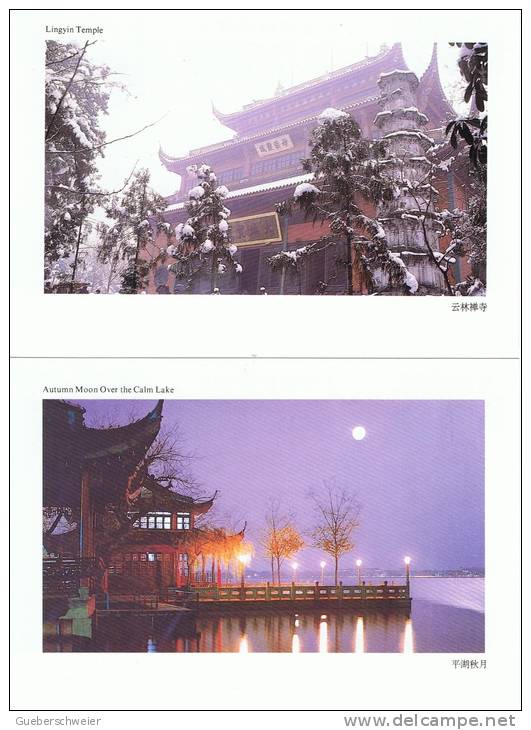 L-CH4 - CHINE Etui avec 10 cartes entiers postaux pour la Poste Aérienne WEST LAKE IN HANGZHOU