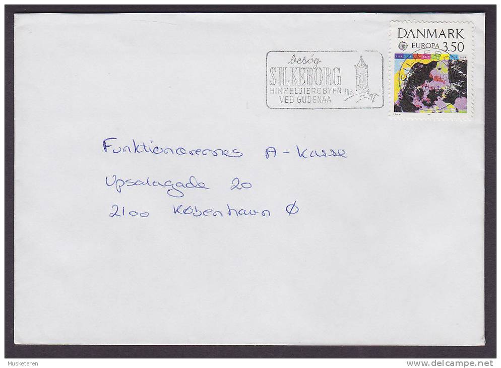 Denmark Slogan 'Besøg Himmelbjergbyen Ved Gudenaa' SILKEBORG 1991 Cover Brief KØBENHAVN Ø Europa CEPT Stamp - Storia Postale