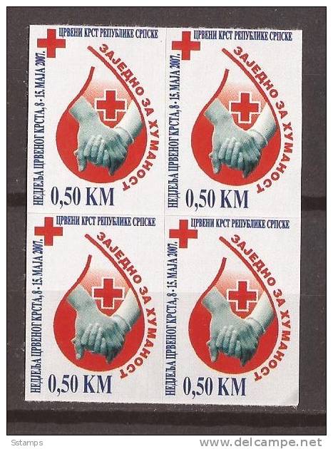 2007-20B BOSNIA REPUBLIKA SRPSKA RED CROSS, BLOOD AUTOADHESIVO IMPERFORATE MNH - Secourisme