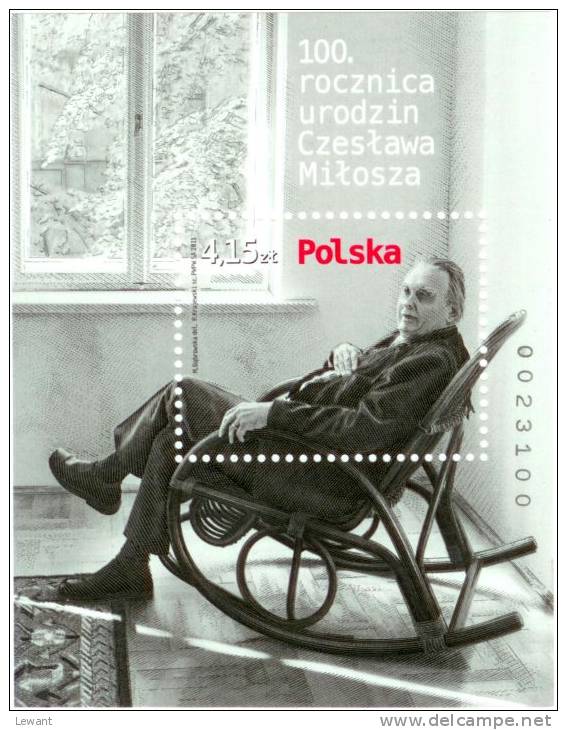 2011.06.30. 100th Anniversary Of The Birth Of Czeslaw Milosz - Nobel Laureate - MNH - Block - Neufs