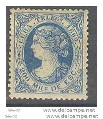 CUTGF4-L2905TAN.CUBA ESPAÑOLA.Isabel Ll.TELEGRAFOS .1869(Ed 4*) Con Charnela.MUY BONITO - Unused Stamps