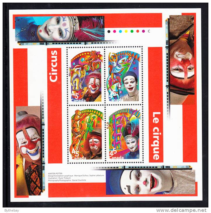 Canada MNH Scott #1760b Souvenir Sheet Of 4 45c Clowns - Neufs