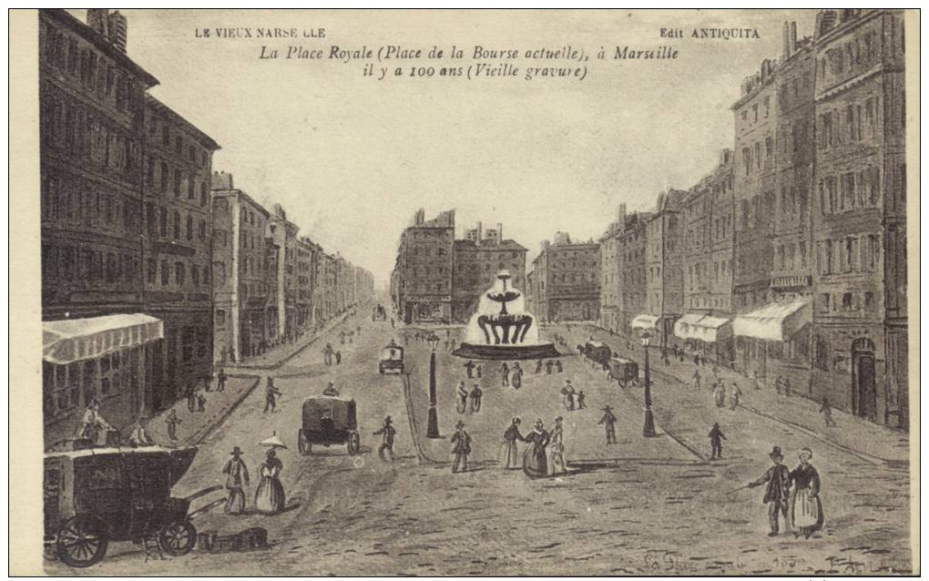 CPA Marseille: La Place Royale (place De La Bourse Actuelle, Il Y A 100 Ans. - Canebière, Centro