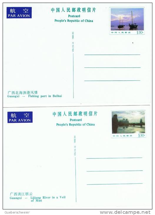 L-CH6 - CHINE Etui avec 10 cartes entiers postaux pour la Poste Aérienne Paysages du GUANGXI