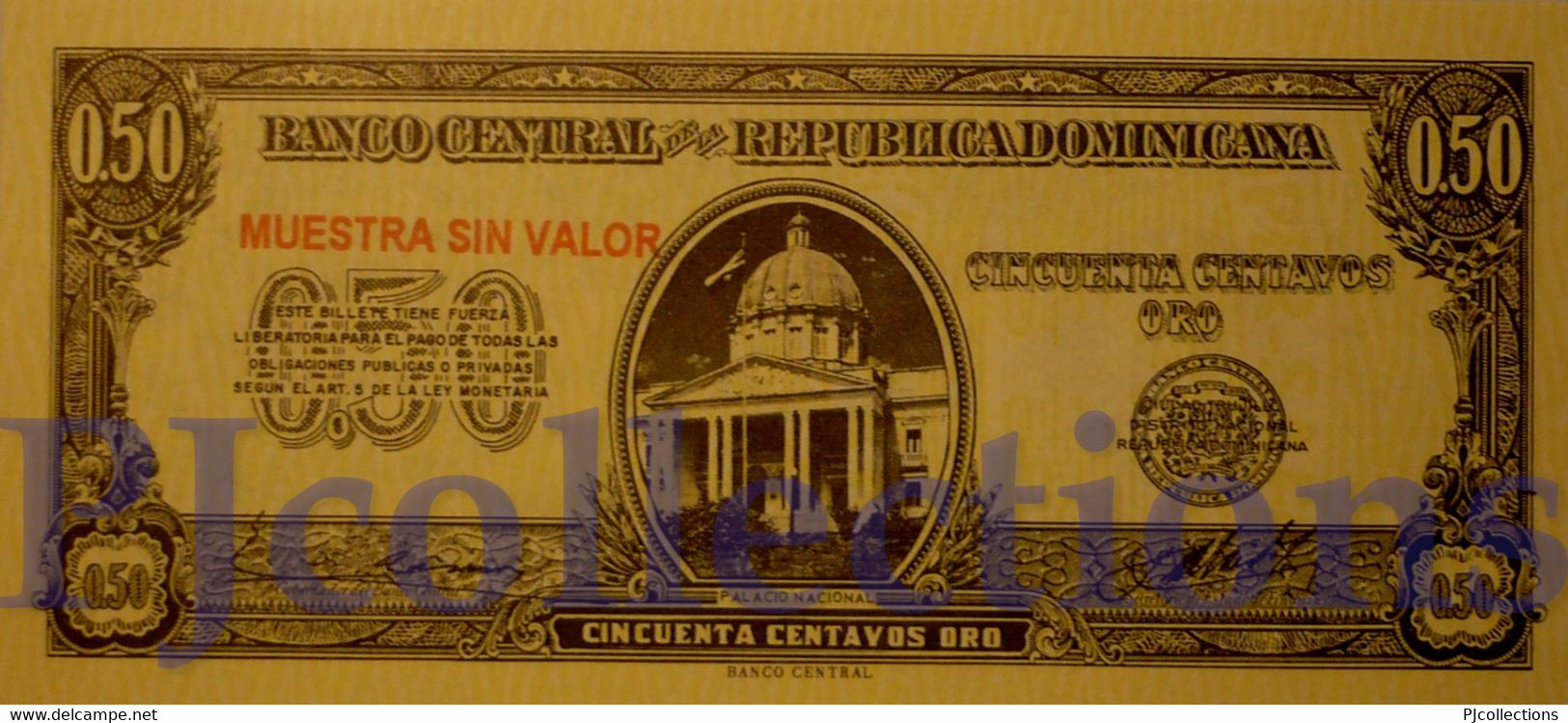 DOMINICAN REPUBLIC 50 CENTAVOS 1961 PICK 90s SPECIMEN UNC - República Dominicana