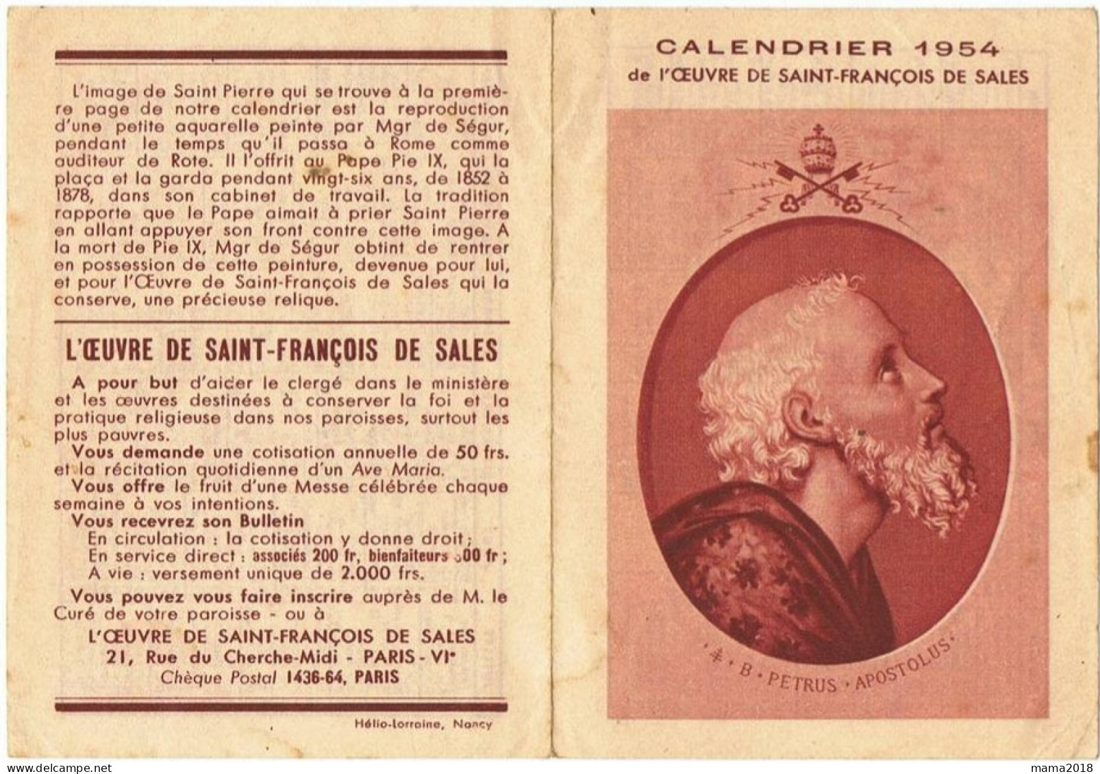 3 Calendriers Religieux   Papier  10cm X 14 Cm Ouverts - Petit Format : 1941-60