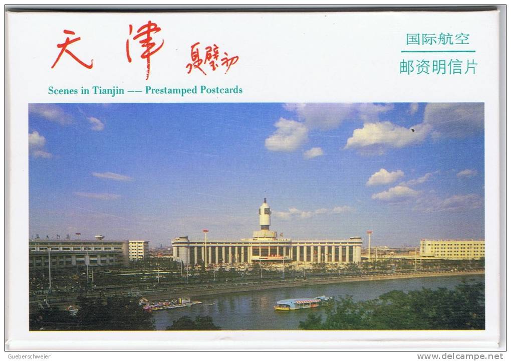 L-CH9 - CHINE Etui Avec 10 Cartes Entiers Postaux Pour La Poste Aérienne Scènes à TIANJIN - Cartes Postales