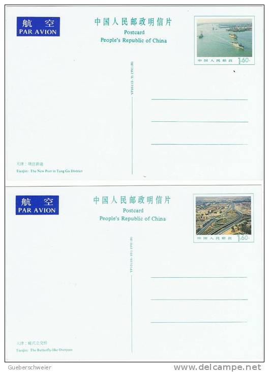 L-CH9 - CHINE Etui avec 10 cartes entiers postaux pour la Poste Aérienne Scènes à TIANJIN
