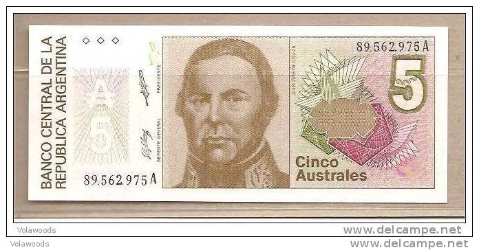 Argentina - Banconota Non Circolata FdS Da 5 Australes P-324b - 1989 - Argentina