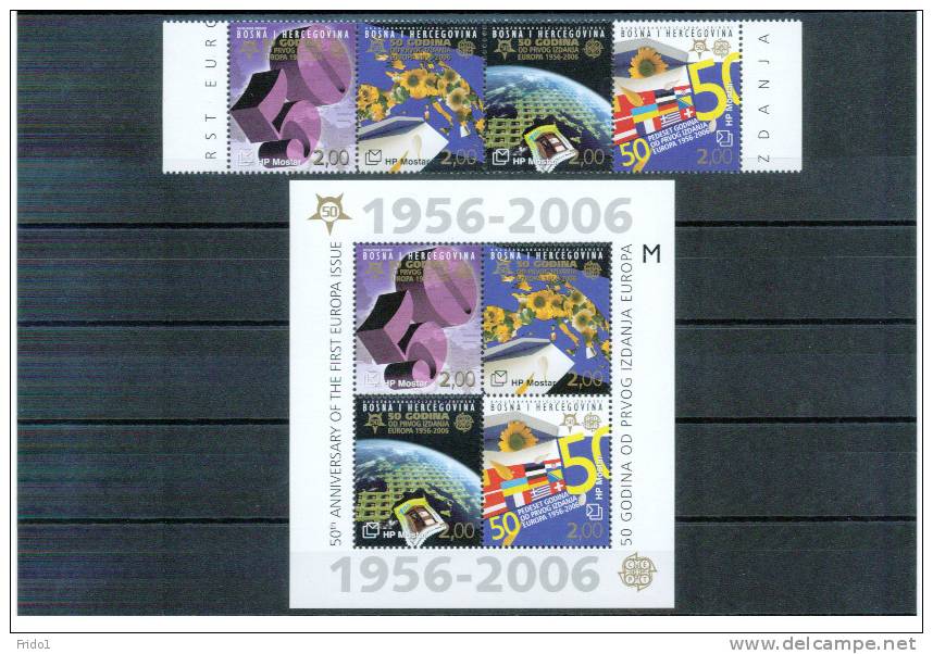 B.&H.Kroatische Post 2005 50 Jahre Europa Cept Satz+Block Postfrisch/50 Years Of Europa Cept Set+block MNH - 2005