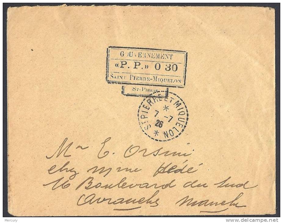 "P.P." 0 30 Sur Lettre Du 7 - 7 26 - Lettres & Documents