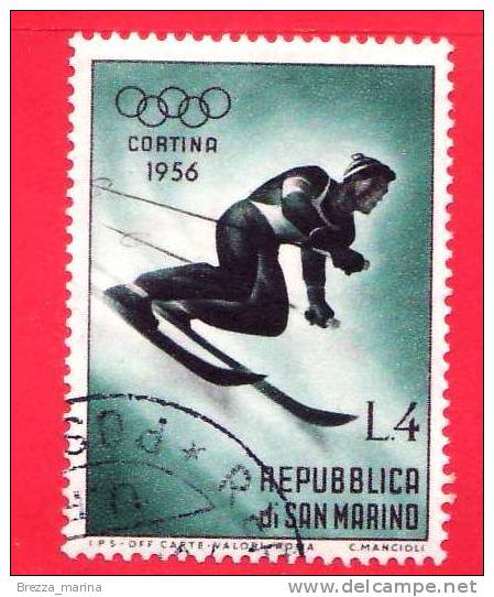 SAN MARINO - 1955 - Usato - VII Giochi Olimpici Invernali, A Cortina D´Ampezzo - 4 L. &bull; Discesa Libera - Gebraucht