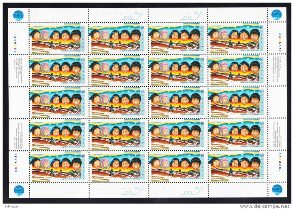 Canada MNH Scott #1784 Sheet Of 20 46c Inuit Faces And Landscapes - Creation Of Nunavut Territory - Full Sheets & Multiples