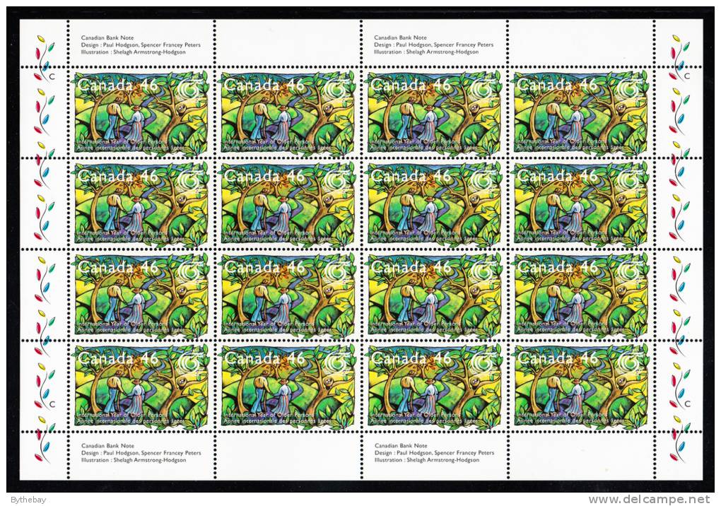 Canada MNH Scott #1785 Sheet Of 16 46c Older Couple On Path Of Life - International Year Of Older Persons - Ganze Bögen