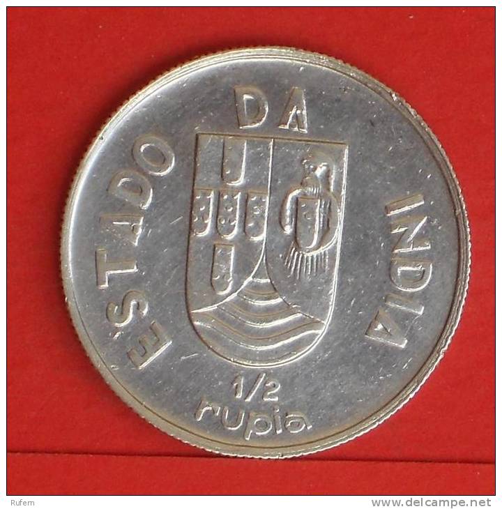 INDIA - PORTUGUESA  1/2  RUPIA  1936  Silver Coin  KM# 23  -    (700) - India