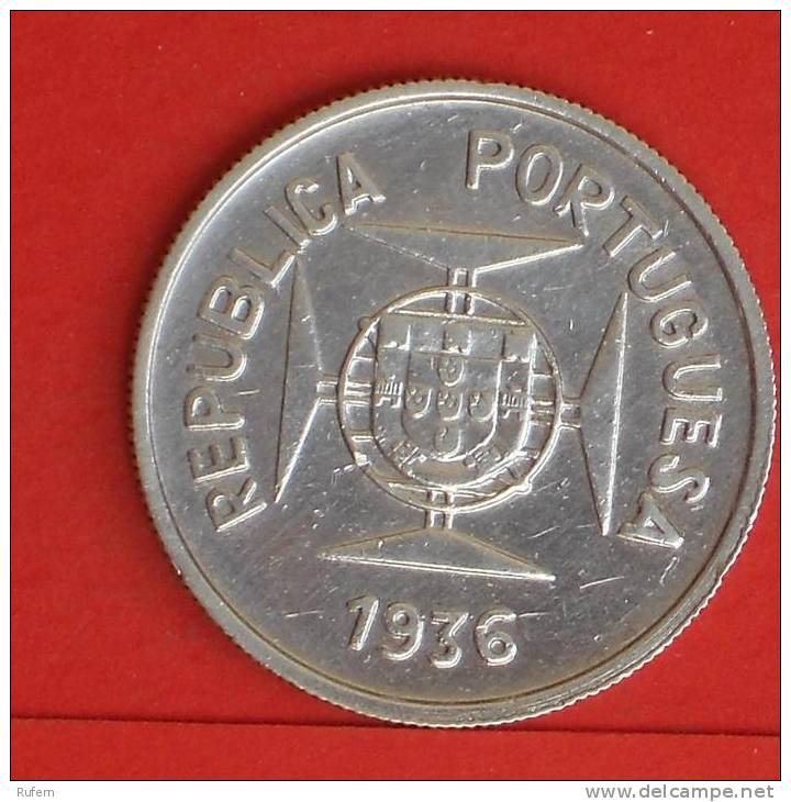 INDIA - PORTUGUESA  1/2  RUPIA  1936  Silver Coin  KM# 23  -    (700) - Indien