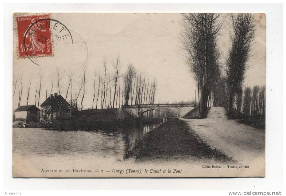 CPA  89 : GURGY    Le Pont Et Canal   A   VOIR   !!!! - Gurgy