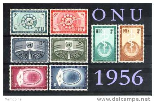 ONU ~1956 Année Compl.  N°  40 à 47  Neuf X  ( Trace De Charn.) = 8 Valeurs - Nuovi