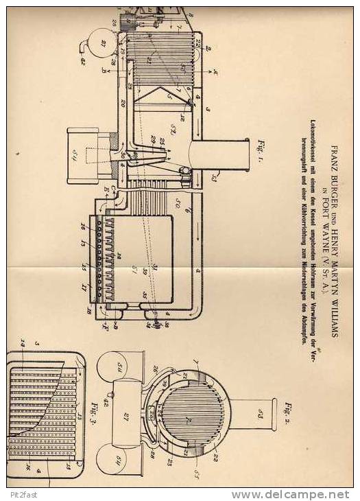 Original Patentschrift - F. Burger In Fort Wayne , USA , 1900 , Kessel Für Lokomotive , Lok , Eisenbahn , Dampflok !!! - Sonstige & Ohne Zuordnung