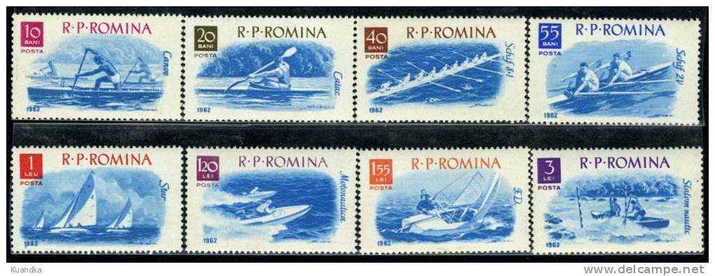 1962 Nautical Sports Perforated,Romania, Mi.2048-2055,MNH - Unused Stamps