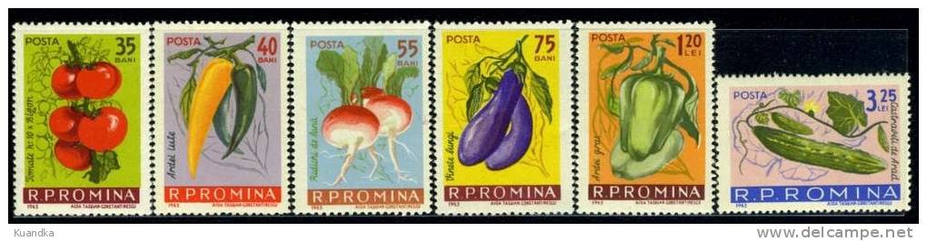 1963 Culture Of Early Vegetables,Romania, Mi.2131-2136,MNH - Unused Stamps