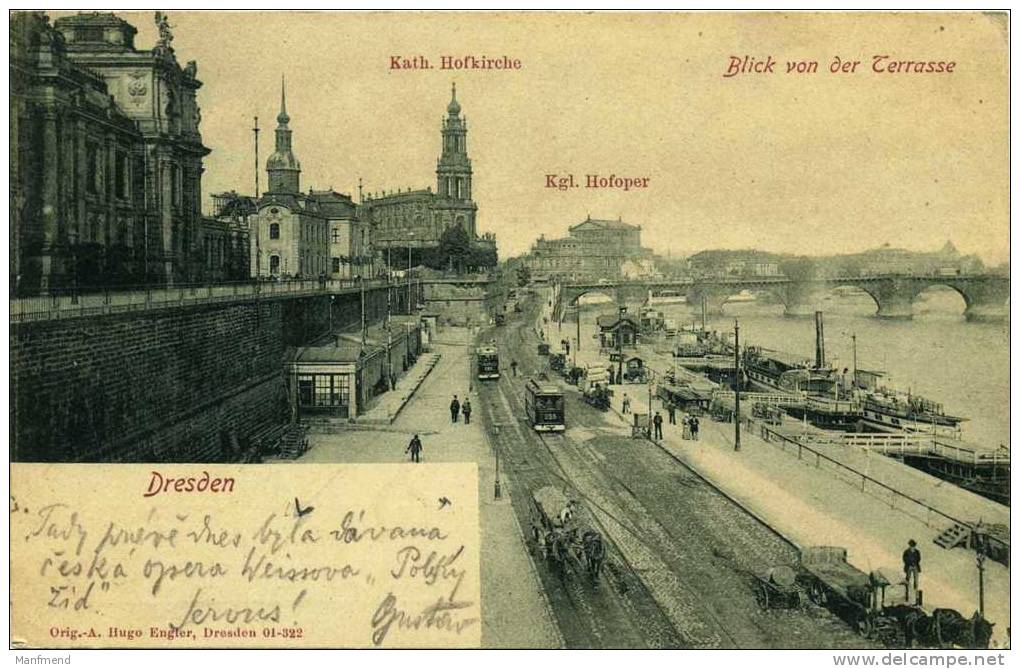 Deutschland - Dresden - Blick Von Der Terrasse Mit Kath. Hofkirche U. Kgl. Hofoper - 1901 - Dresden