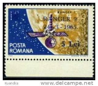 1965 Ranger 9 - Surcharged,Romania,Mi.239 5,MNH - Unused Stamps