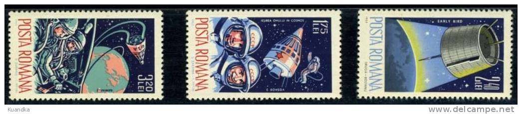 1965 Cosmonautics I,Romania,Mi.2427-2429,MN H - Unused Stamps