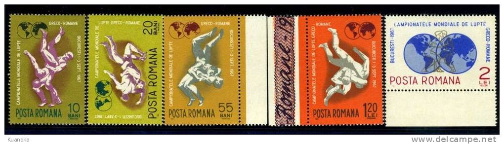 1967 Wrestling World Championship,Romania,Mi.2 613-2617,MNH - Unused Stamps