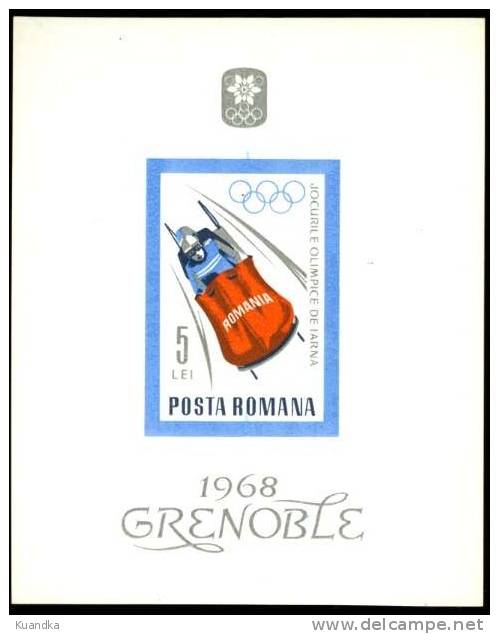 1967 Winter Olympics - Grenoble,Romania,Mi.BL 64,MNH - Unused Stamps