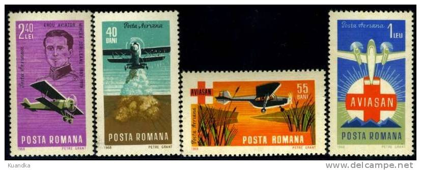 1968 Aviation And Aviasan,Romania,Mi.2662-2 665,MNH - Unused Stamps