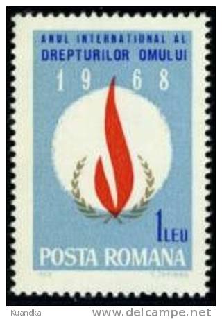 1968 International Year Of Human Rights,Romania,Mi.2674,MN H - Unused Stamps