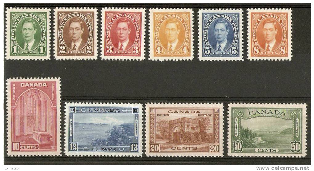 CANADA 1937-38 SET TO 50c SG 357/366 MAINLY LIGHTLY MOUNTED MINT Cat £146 - Unused Stamps