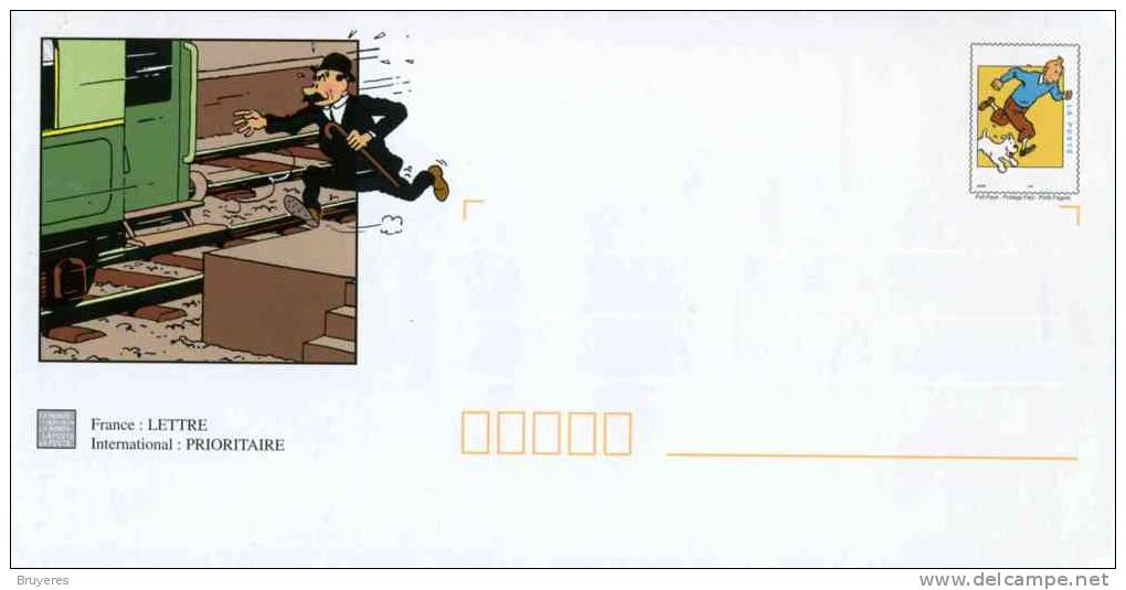 PAP Avec Timbre "Tintin" Sur Papier Glacé, Satiné Et Illust. "Les Aventures De Tintin" + Carte De Correspond. Assortie - Bandes Dessinées