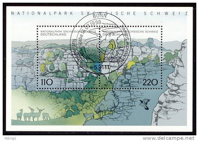 National Park Sächsische Schweiz - Germany 1998 - Souvenir Sheet Mi. Bl. 44 - ESSt, First Day Issue Canc. Bonn - Umweltschutz Und Klima